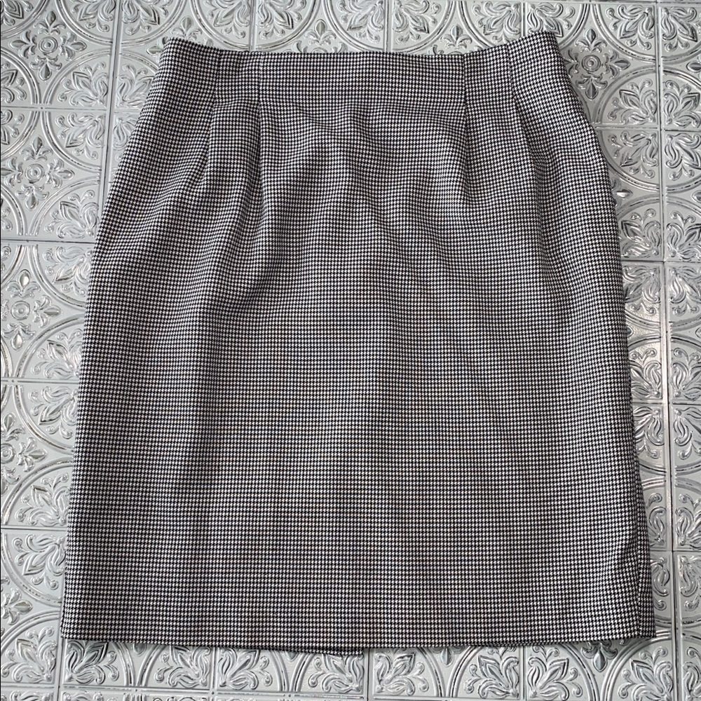 Vintage NYCC Houndstooth Midi Pencil Skirt Black White XL